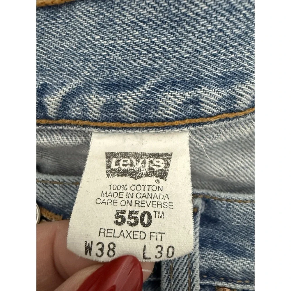 Vintage Levis 550 Jeans Mens 38x30 Blue Relaxed Fit Fade‎ Distress Light Wash